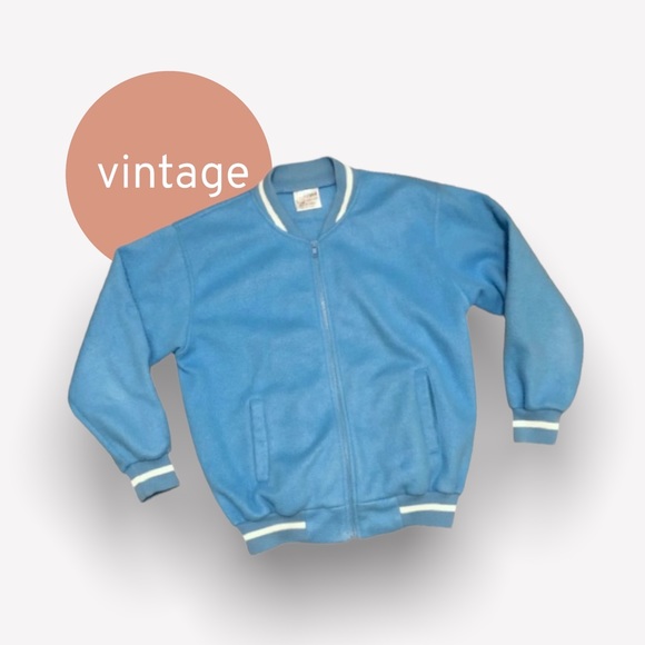 Vintage fleece bomber jacket | baby blue - Picture 1 of 6